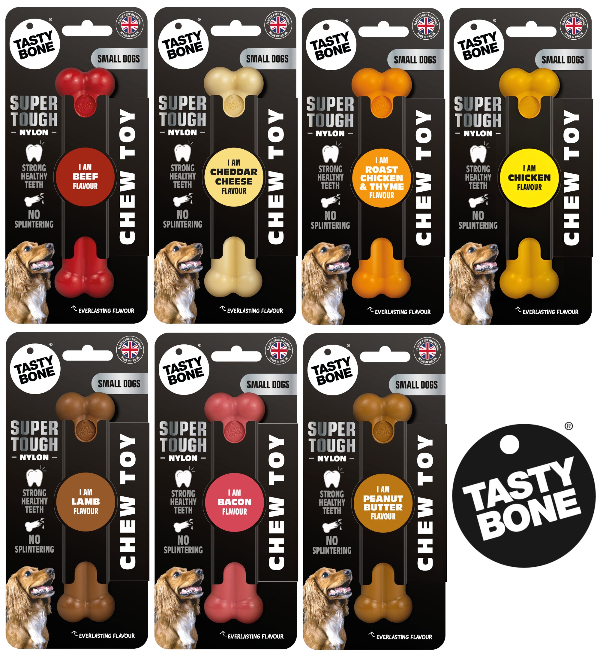 TastyBone Super Tough Nylon Dog Chews for Small/Medium Dogs 7 Flavours