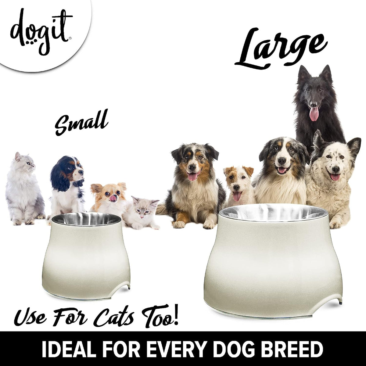 Dogit Elevated Dog Dish Bowl White Large 900ml