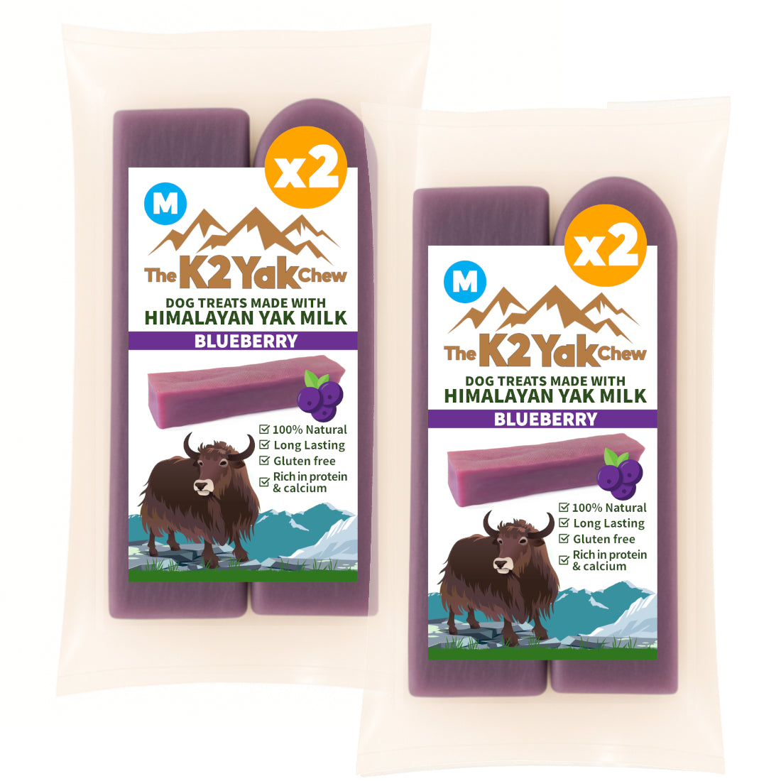 K2 Yak Chews Dog Treats Blueberry Medium
