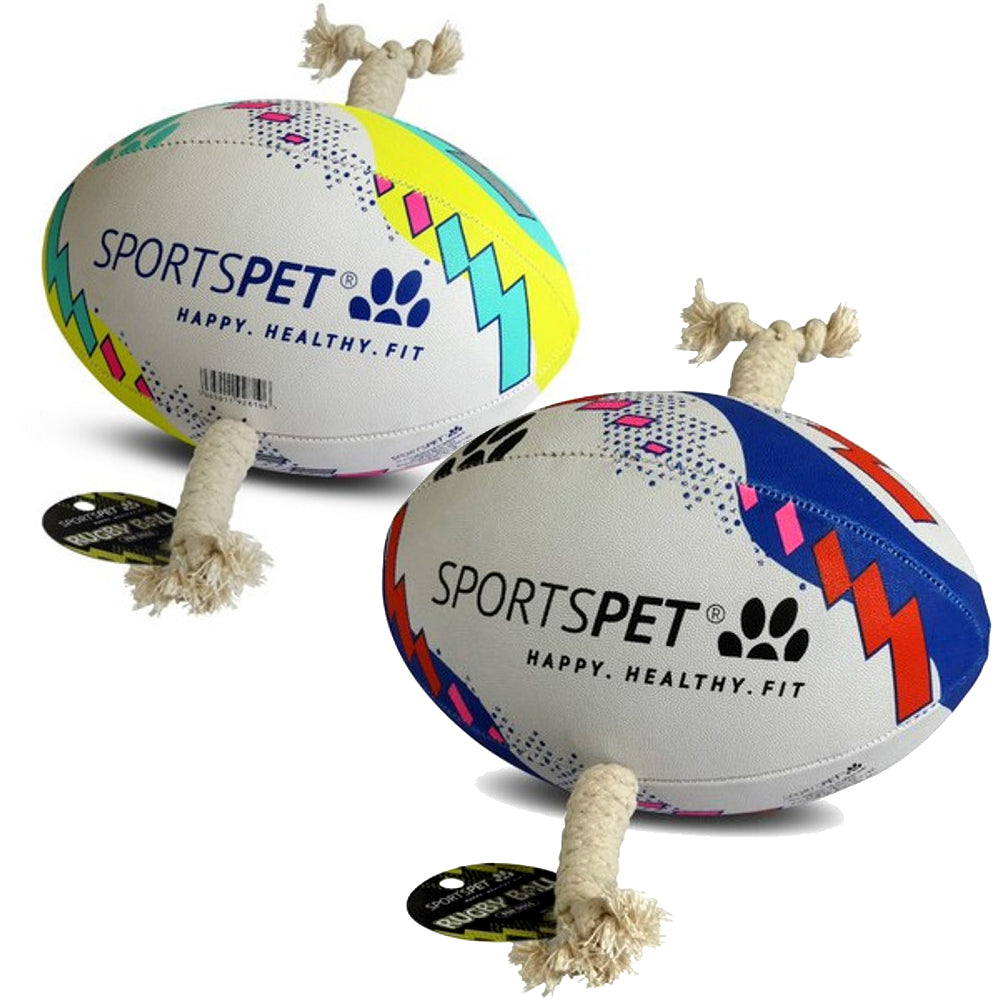 Sportspet Natural Rubber Dog Rugby Ball 2 Sizes