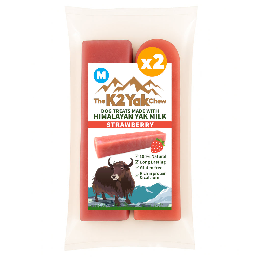 K2 Yak Chews Dog Treats Strawberry Medium
