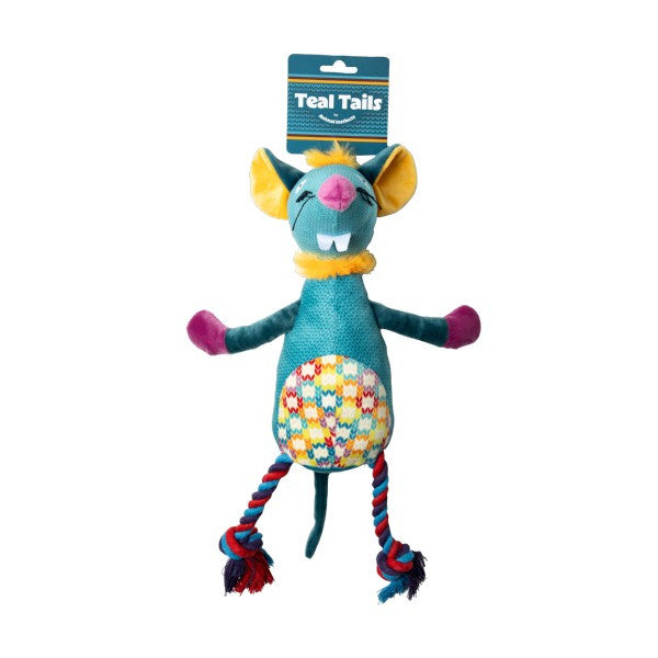 Animal Instincts Teal Tails Tim the Mouse Plush with Squeaker