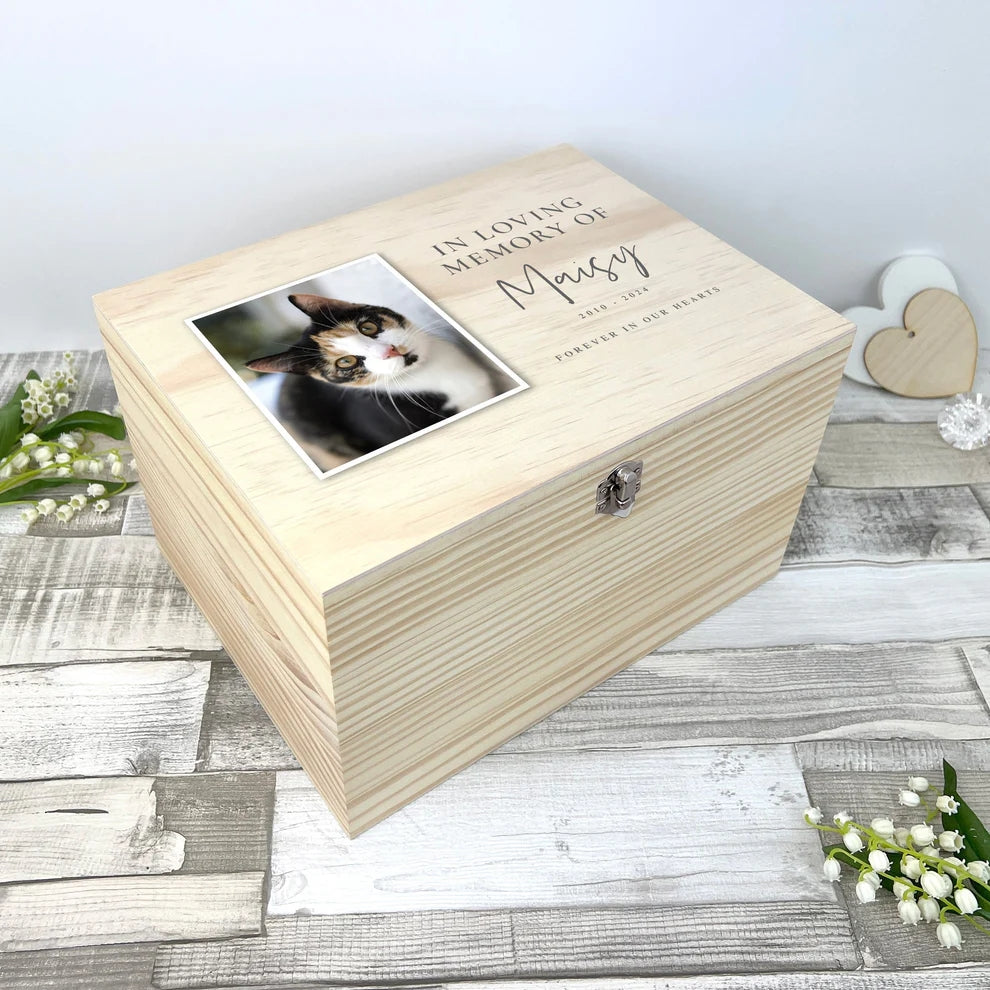 Personalised In Loving Memory Of Photo Pet Memorial Keepsake Box 5 Sizes