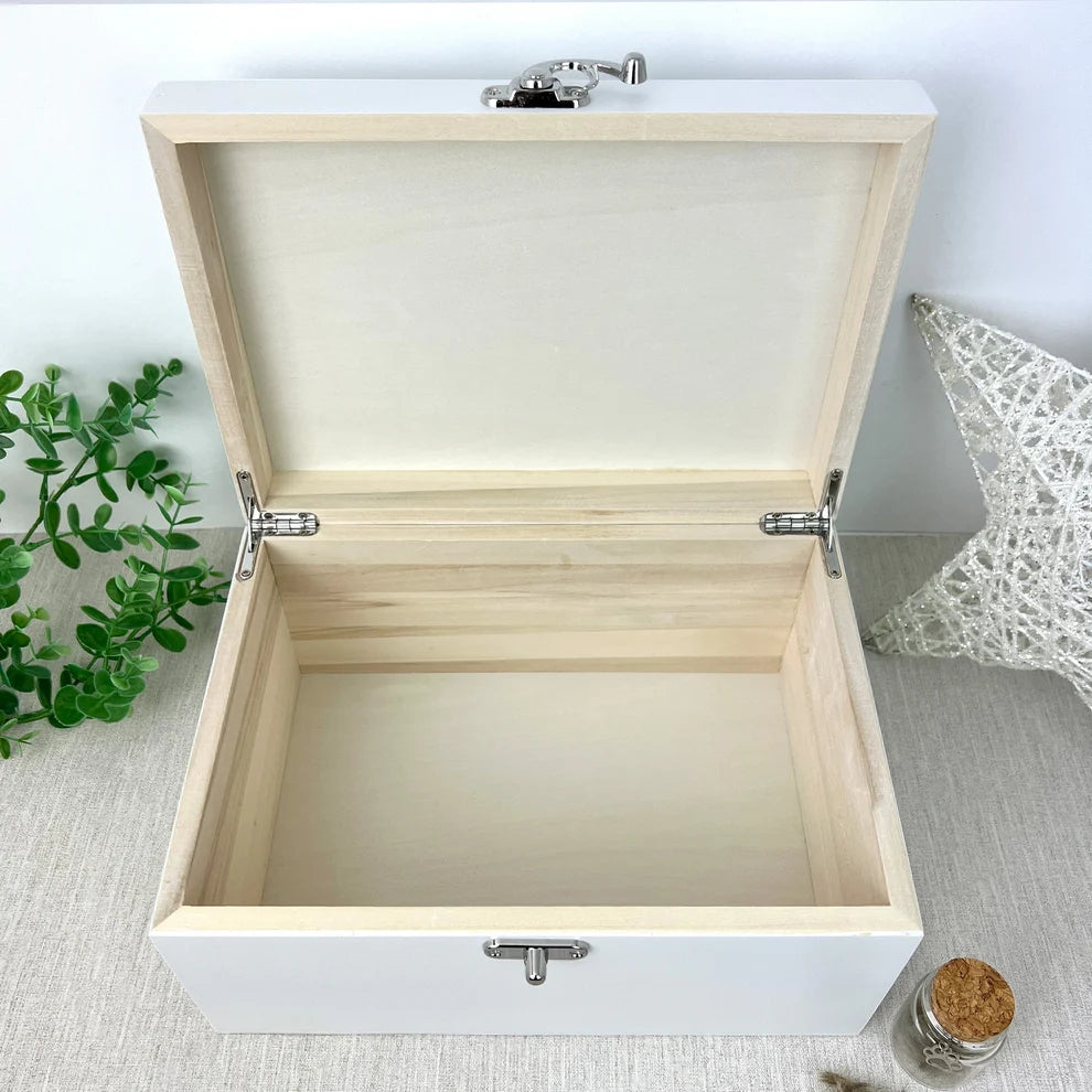 Personalised White Wooden Sketch Pet Memorial Keepsake Box 3 Sizes