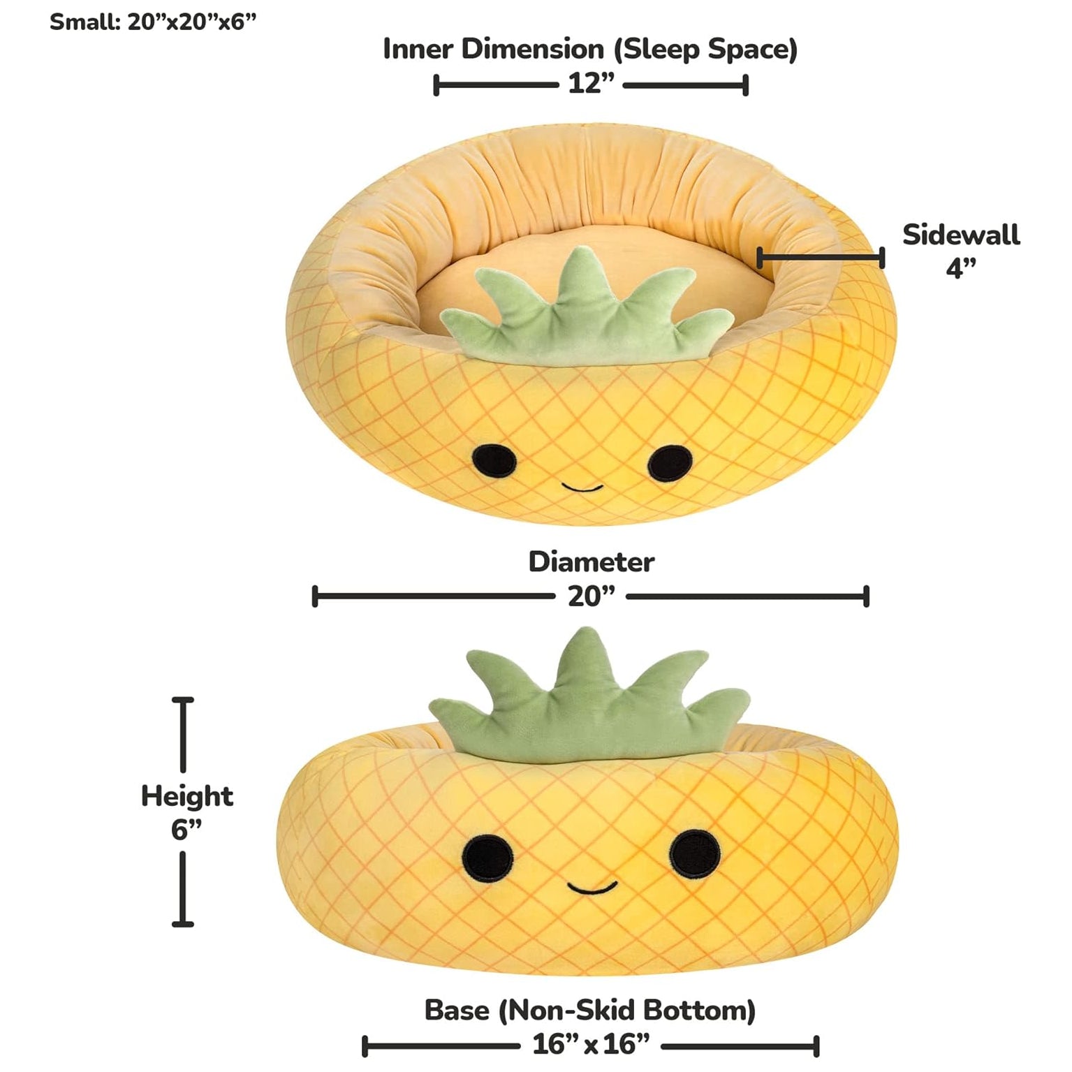 Squishmallows Pet Beds Maui the Pineapple 3 Sizes