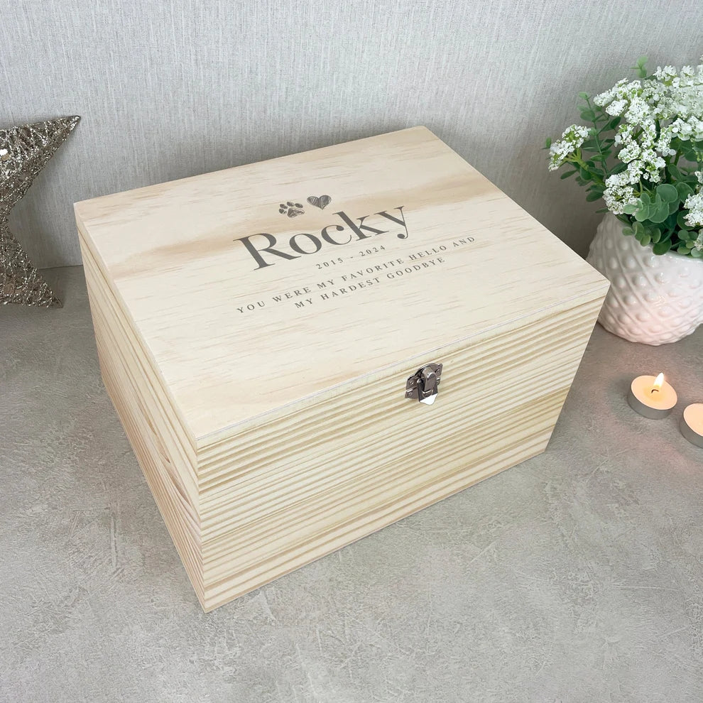 Personalised Sketch Pet Memorial Keepsake Box 5 Sizes