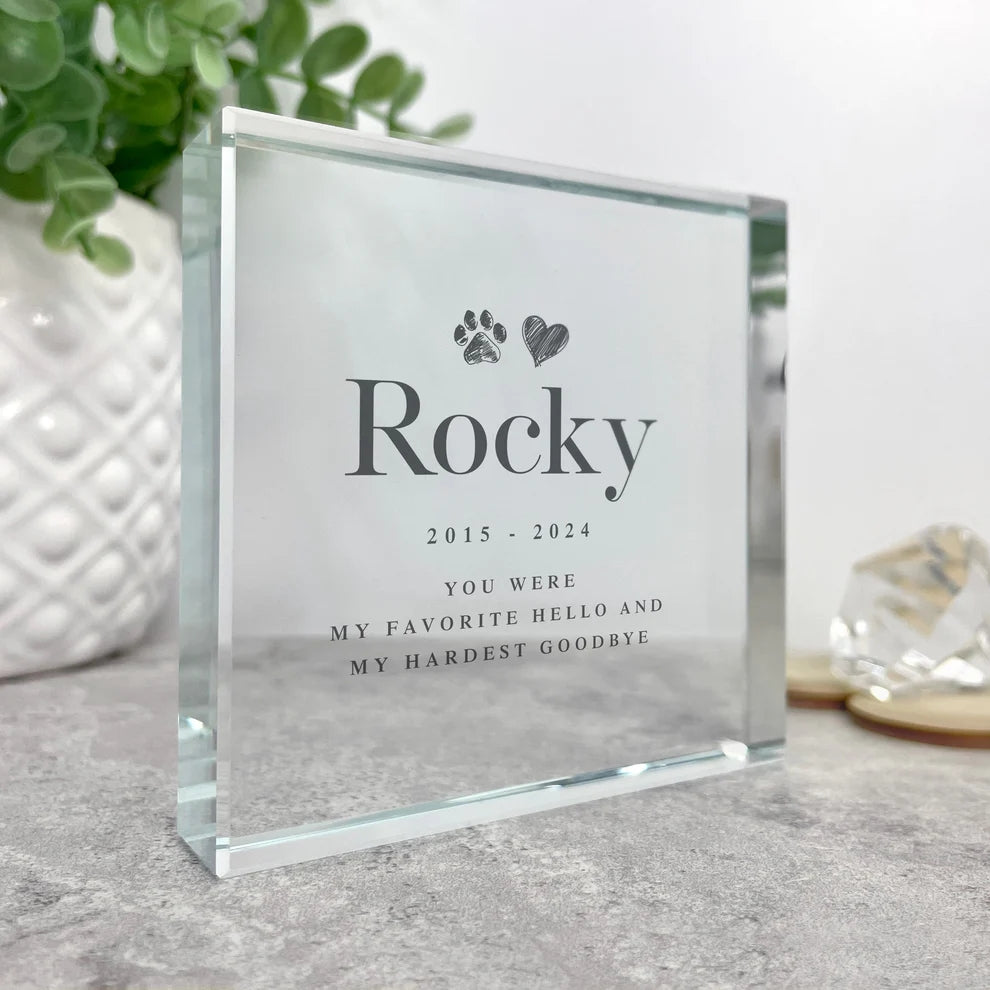 Personalised Sketch Pet Memorial Crystal Token