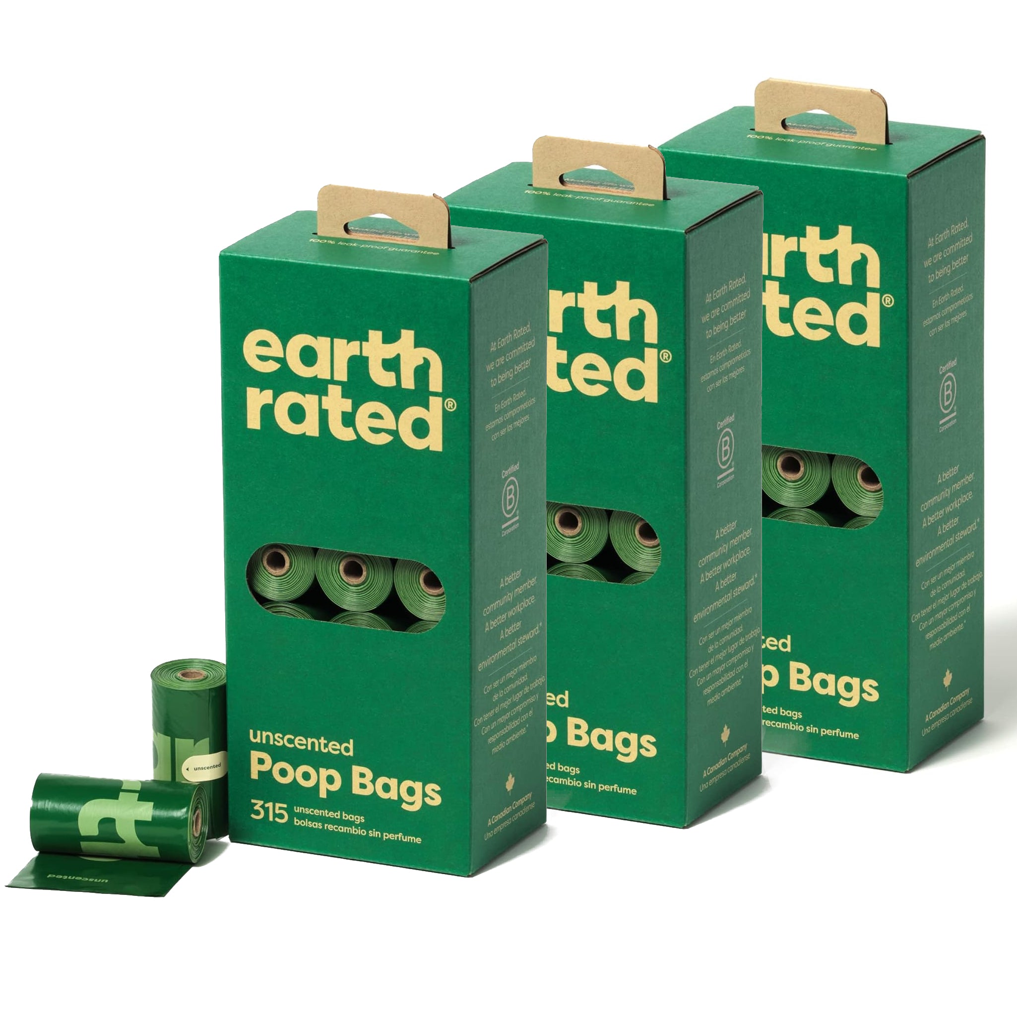 Earth Rated Poo Bags 63 Rolls (945) Unscented (3 box BULK deal)