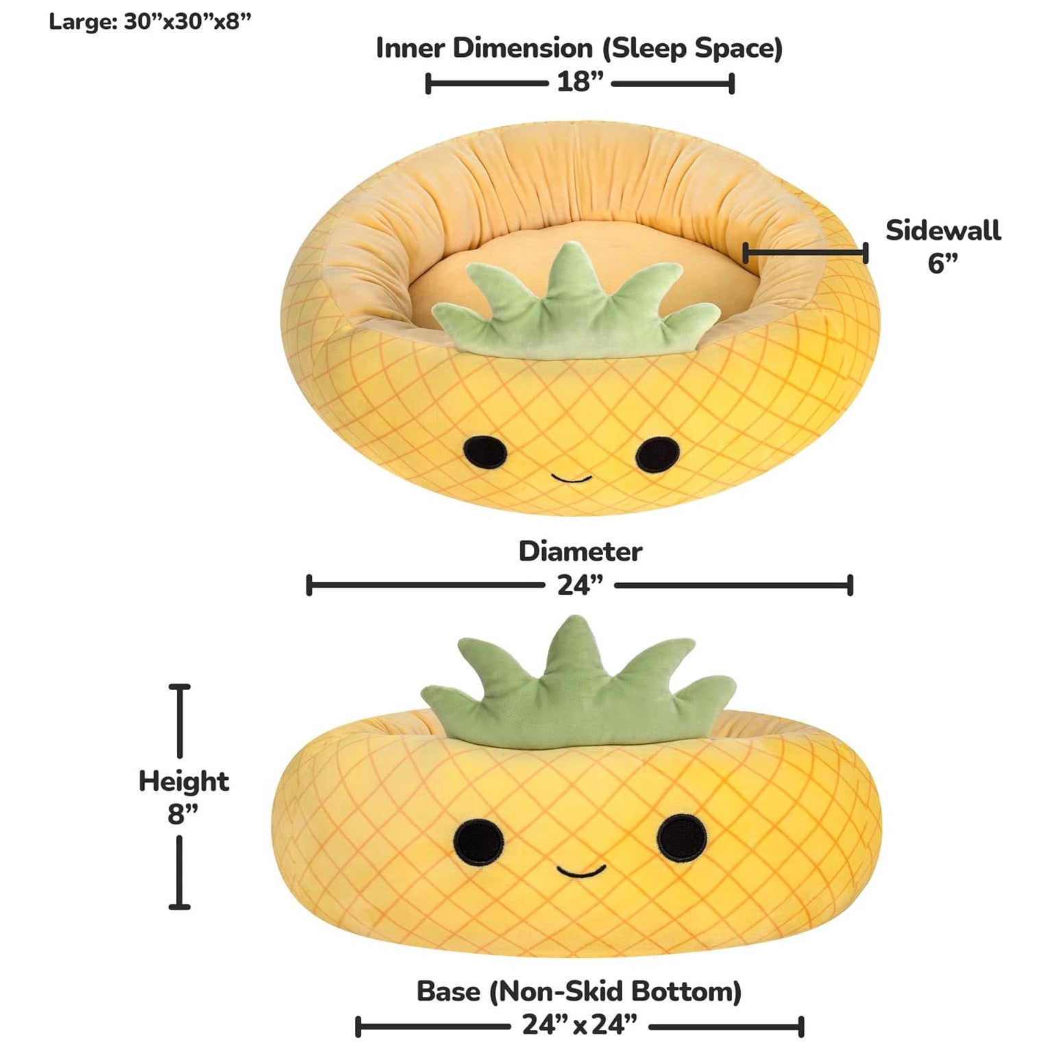 Squishmallows Pet Beds Maui the Pineapple 3 Sizes