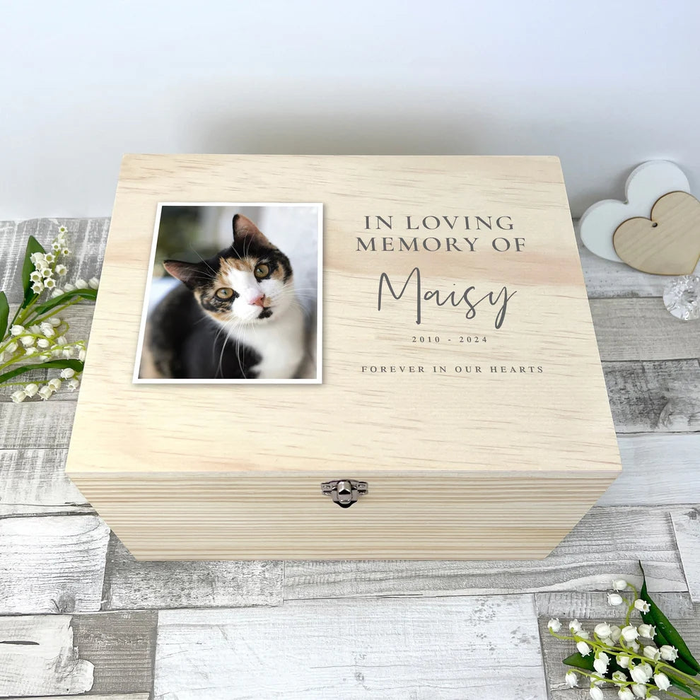 Personalised In Loving Memory Of Photo Pet Memorial Keepsake Box 5 Sizes