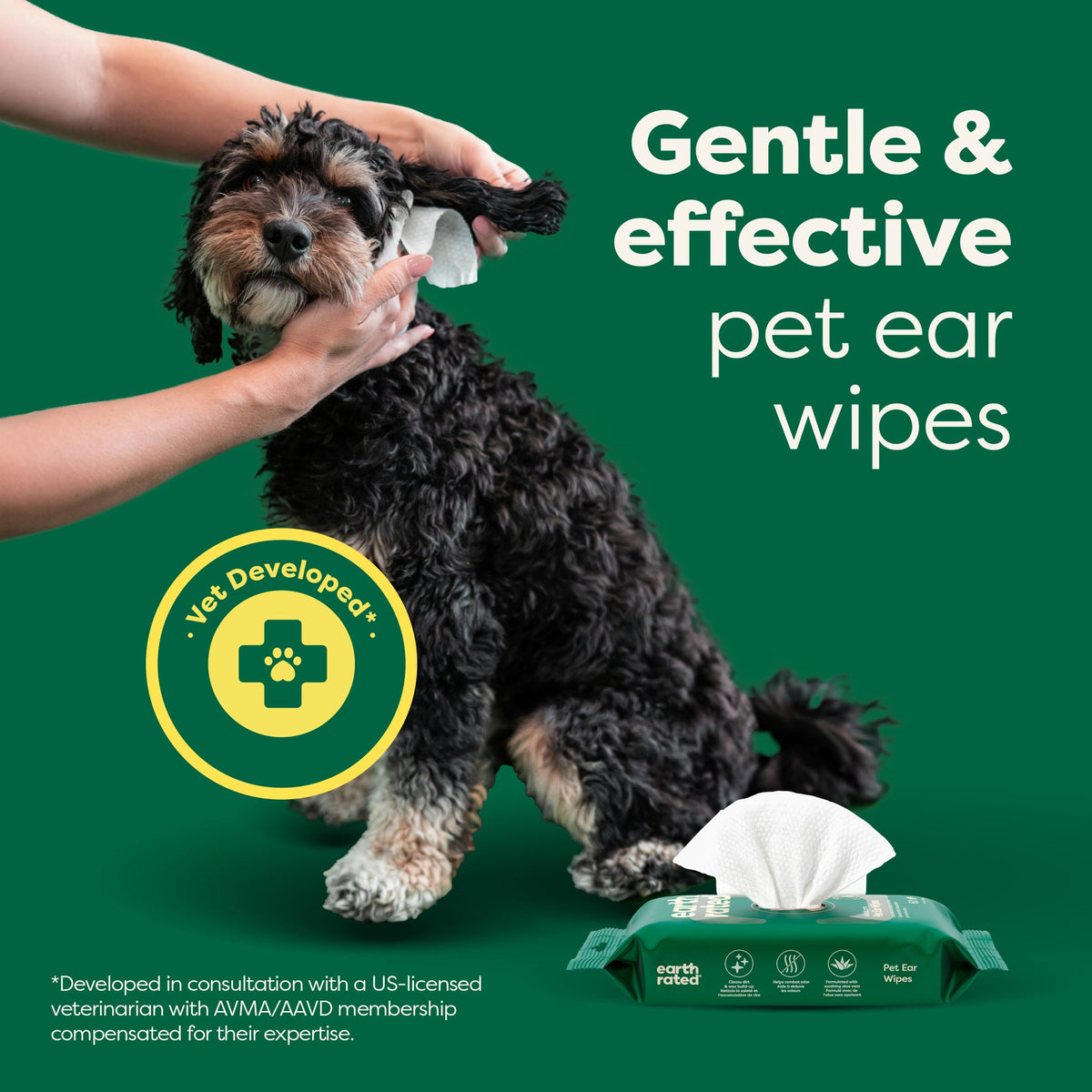Earth Rated Dog Ear Wipes – Wild Oat Scent – 70 Pack