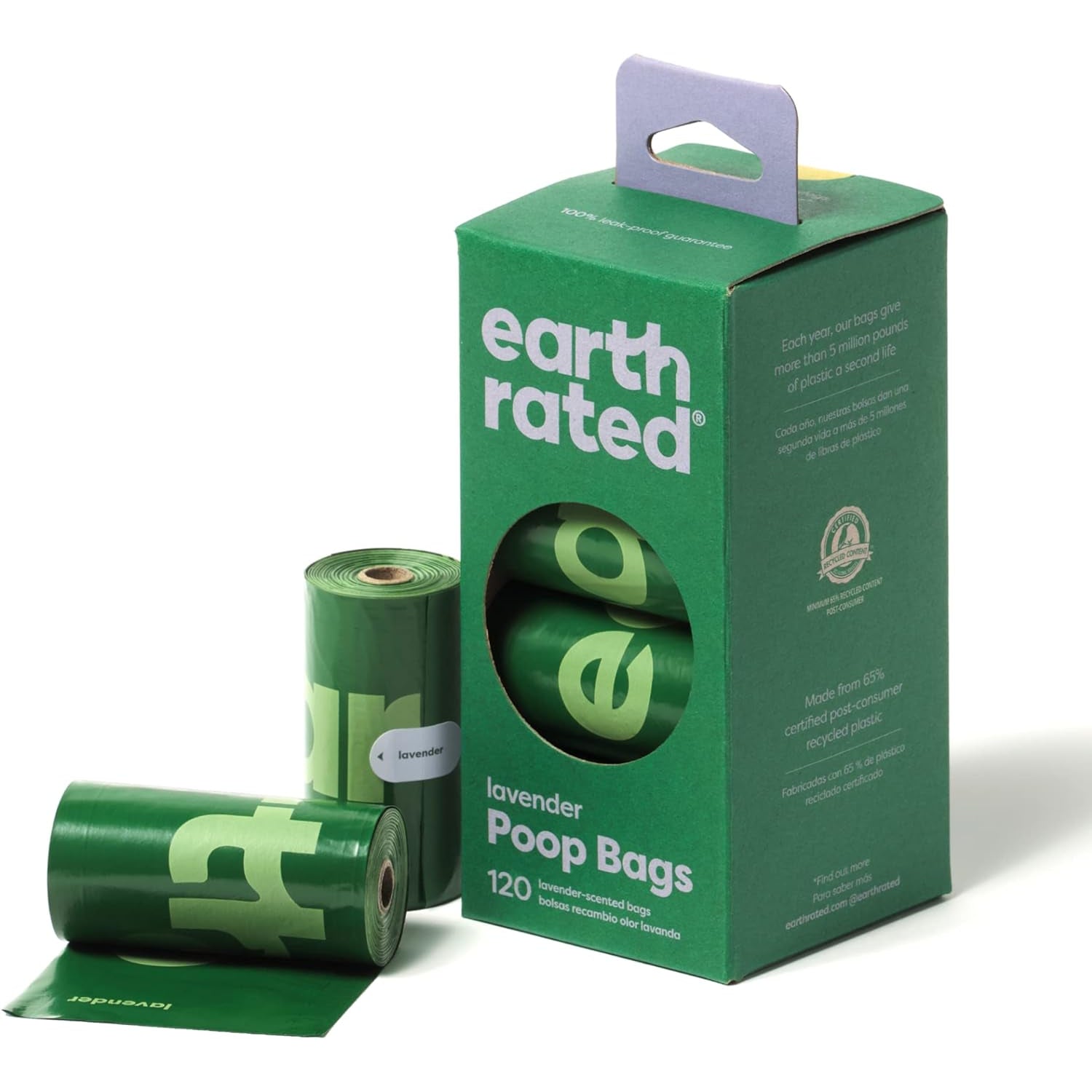 Earth Rated 120 Poo Bags on 8 Refill Rolls Lavender Scented