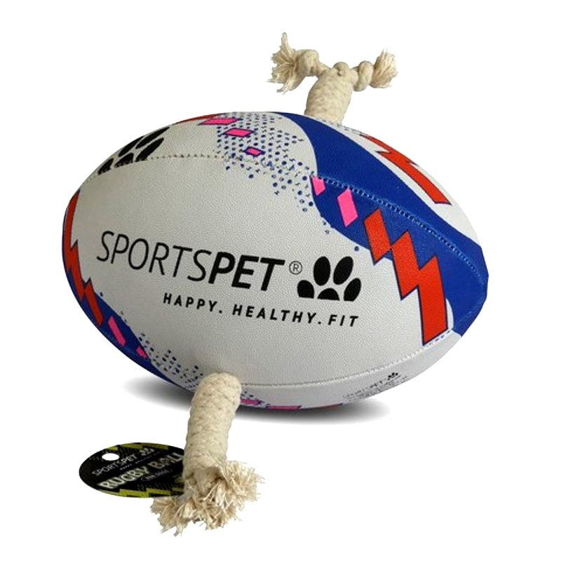 Sportspet Natural Rubber Dog Rugby Ball 2 Sizes