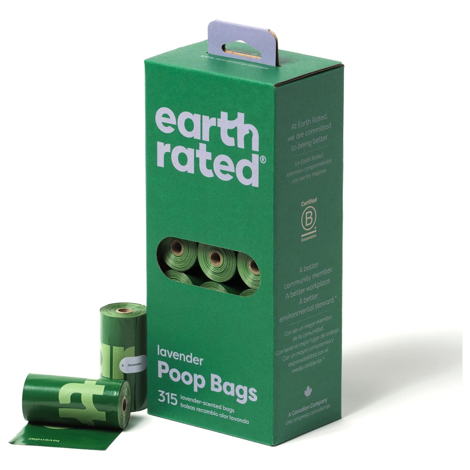 Earth Rated 315 Poo Bags on 21 Refill Rolls Lavender Scented