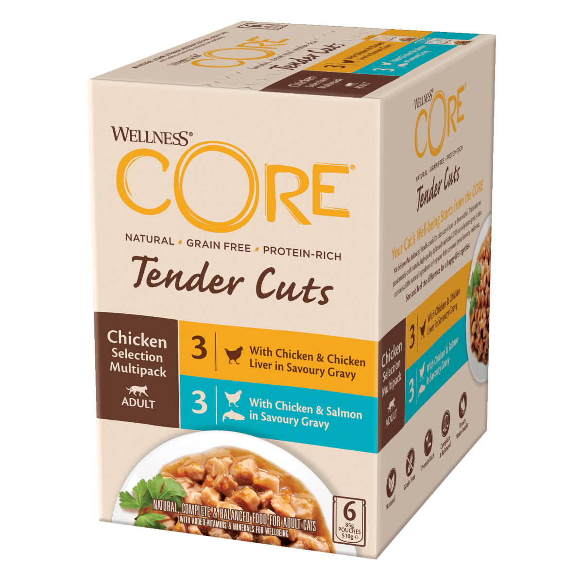 Wellness CORE Cat Wet Adult Tender Cuts Chicken Selection Multipack 6 x 85g