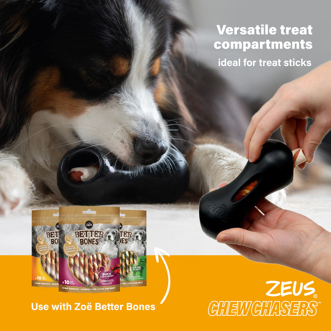 Zeus ChewChasers Dog Toys Treat Peanut 2 Sizes