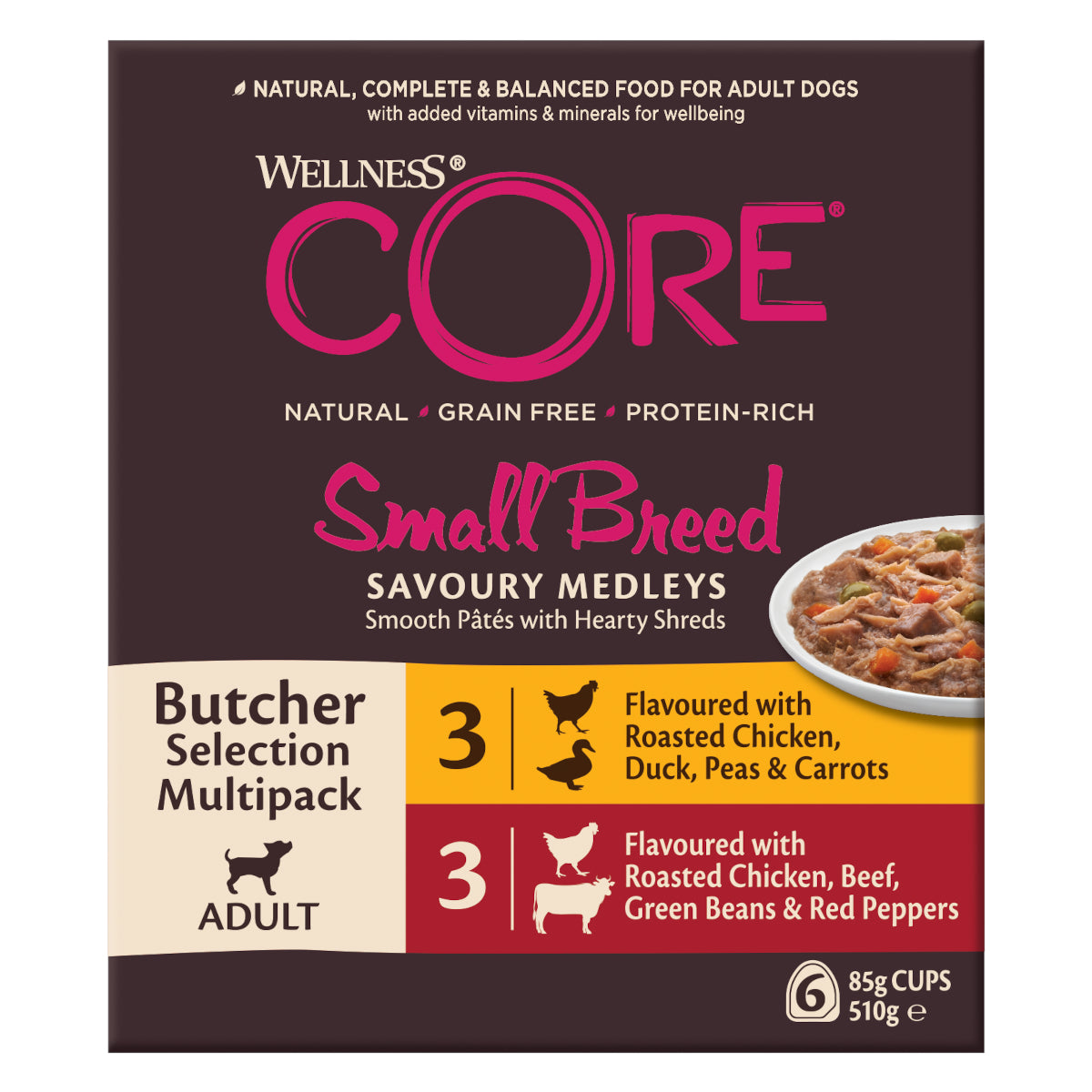 Wellness CORE Dog Wet Small Breed Adult Savoury Medleys Butcher Multipack 6 x 85g