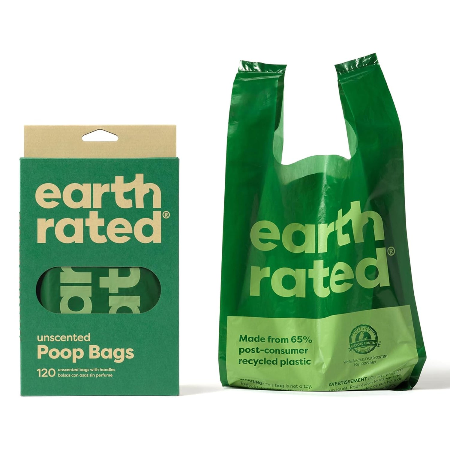 Earth Rated 120 Poo Bags Easy-Tie with Handle Unscented