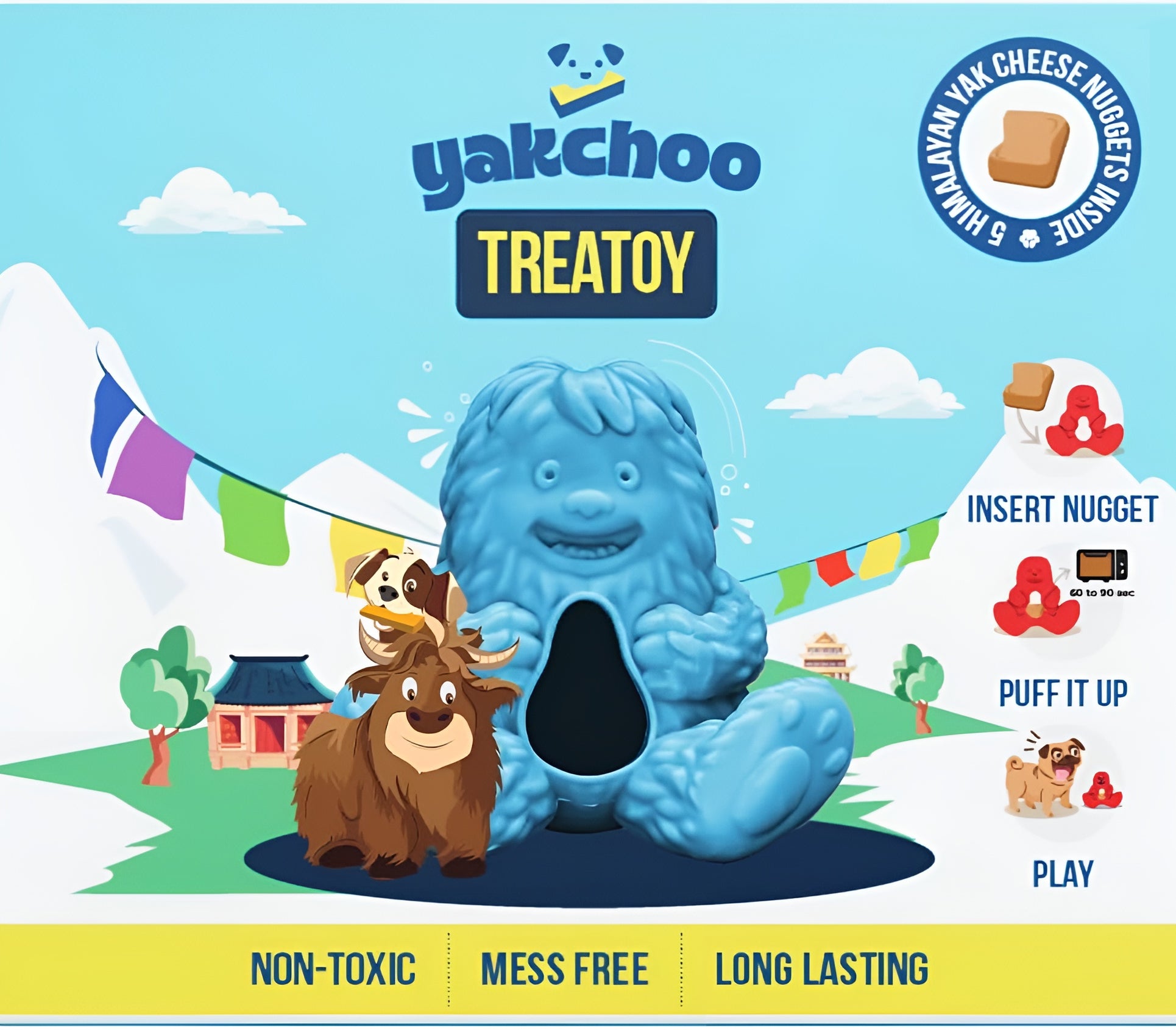 Yakchoo Play Treatoy – Interactive Rubber Dog Treat Toy 3 Colours